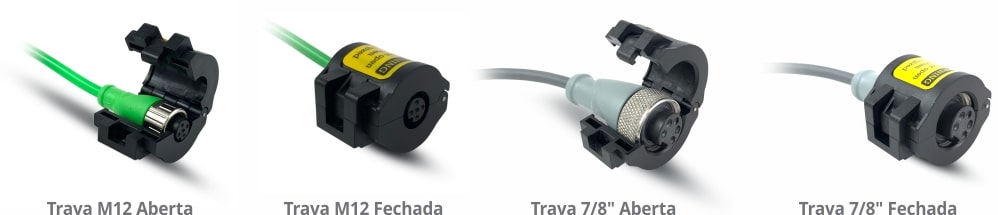 Trava de Segurança Aberta e Fechada